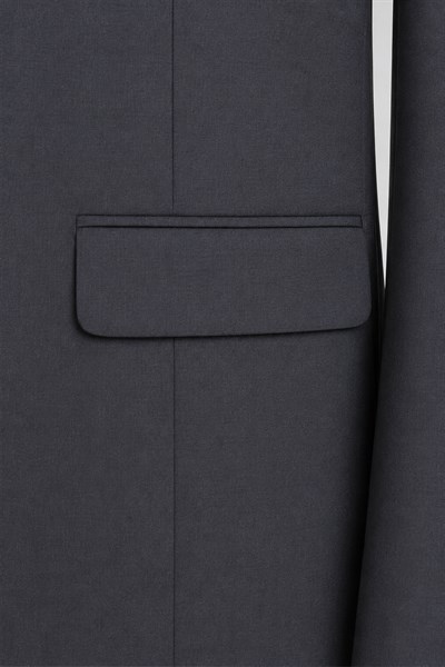 Koyu Gri Slim Fit Düz Paça 6 Drop Mono Yaka Klasik Takım Elbise