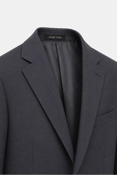 Koyu Gri Slim Fit Düz Paça 6 Drop Mono Yaka Klasik Takım Elbise