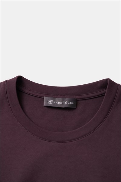 Koyu Kahve %100 Pamuk Regular Fit Bisiklet Yaka Basic T-shirt