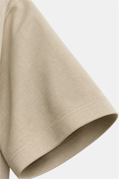 Koyu Krem %100 Pamuk Regular Fit Dokuma Bisiklet Yaka Basic T-Shirt