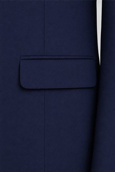 Koyu Lacivert Slim Fit Düz Paça 6 Drop Mono Yaka Klasik Takım Elbise