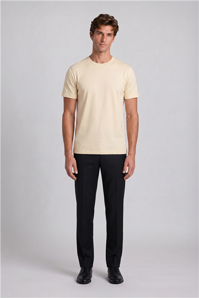 Erkek Krem Normal Kesim Regular Fit %100 Pamuk Bisiklet Yaka Basic Tişört