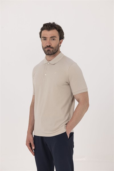 Kum %100 Pamuk Regular Fit Klasik Polo Yaka T-shirt