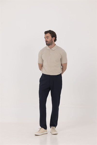 Kum %100 Pamuk Regular Fit Klasik Polo Yaka T-shirt