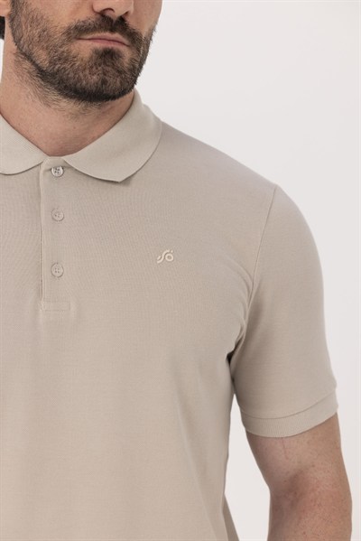 Kum %100 Pamuk Regular Fit Klasik Polo Yaka T-shirt