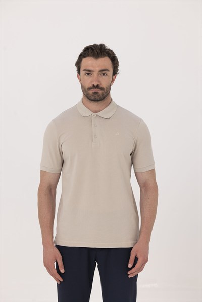 Kum %100 Pamuk Regular Fit Klasik Polo Yaka T-shirt