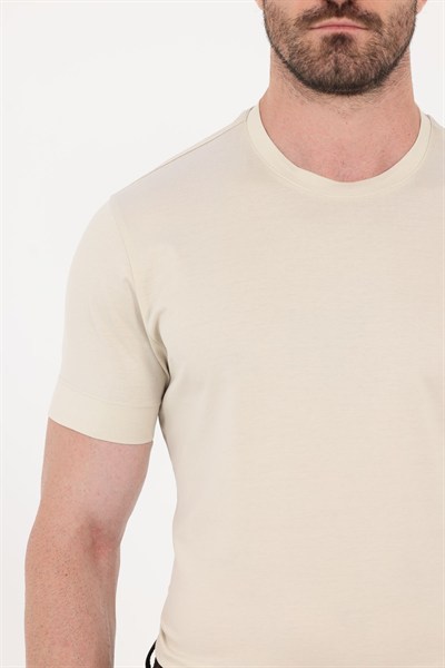 Kum Beji %100 Pamuk Regular Fit Bisiklet Yaka Basic T-shirt