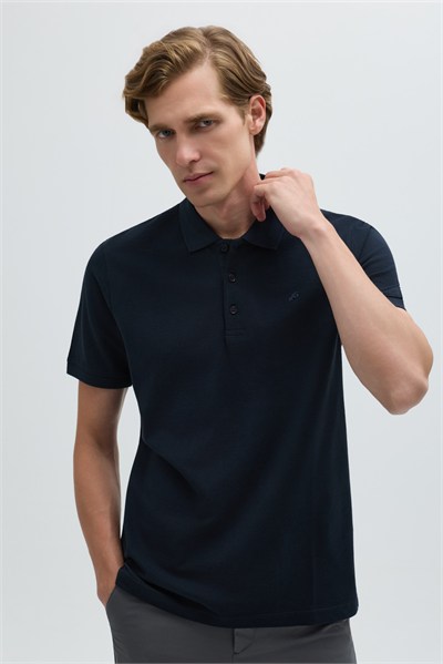 Lacivert %100 Pamuk Regular Fit Klasik Polo Yaka T-shirt