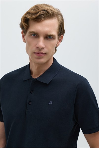 Lacivert %100 Pamuk Regular Fit Klasik Polo Yaka T-shirt