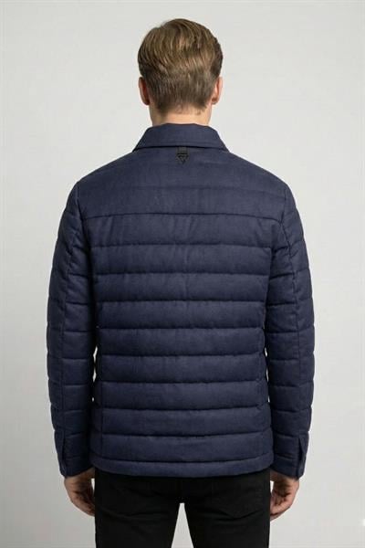 Giotelli Lacivert Regular Fit Yünlü Ceket Yaka Kapitone Erkek Mont