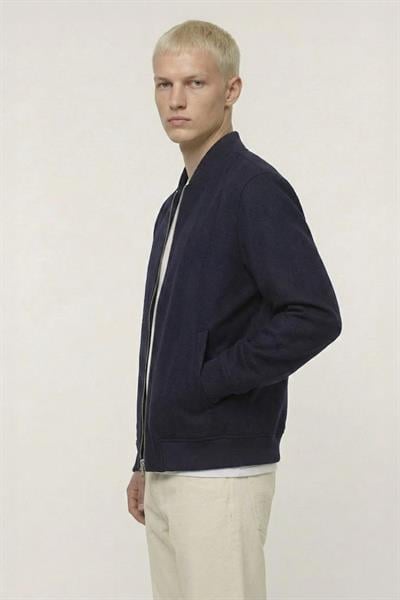 Giotelli Lacivert Regular Fit Yünlü Kolej Yaka Kaşe Erkek Mont