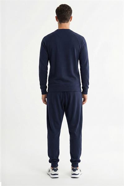 Giotelli Lacivert Comfort Fit %100 Pamuk Bisiklet Yaka Lastikli Paça Erkek Eşofman Takımı