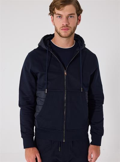 Giotelli Erkek Lacivert Standart Fit Pamuklu Kapüşonlu Eşofman Takımı