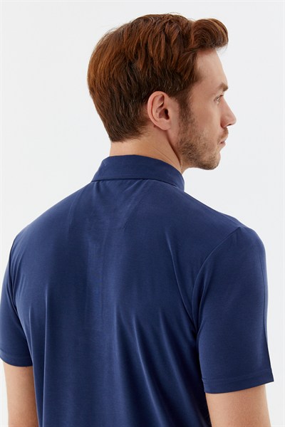 Lacivert Modal Regular Fit Polo Yaka T-shirt