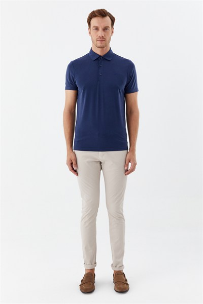 Lacivert Modal Regular Fit Polo Yaka T-shirt