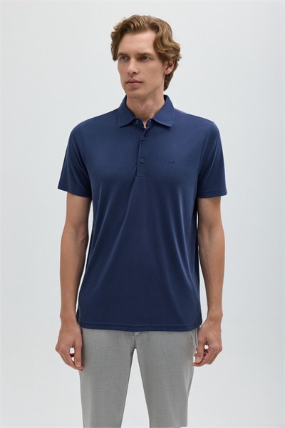 Lacivert Modal Regular Fit Polo Yaka T-shirt