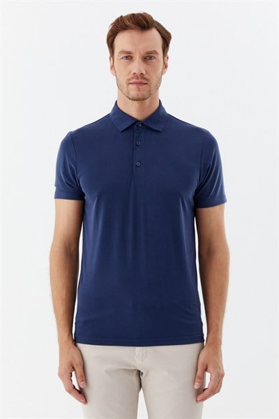 Lacivert Modal Regular Fit Polo Yaka T-shirt