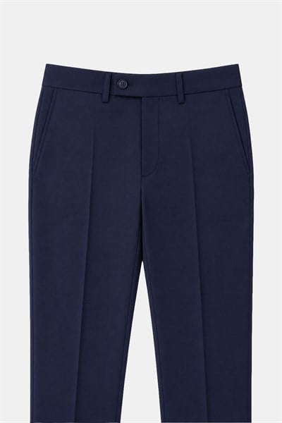 Lacivert Slim Fit Normal Bel 6 Drop Mono Yaka Takım Elbise