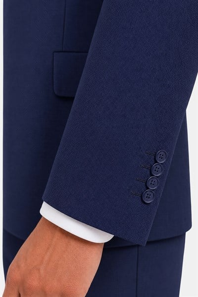 Lacivert Slim Fit Normal Bel 6 Drop Mono Yaka Takım Elbise