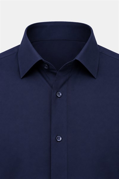 Lacivert Uzun Kollu Regular Fit Klasik Yaka Gömlek