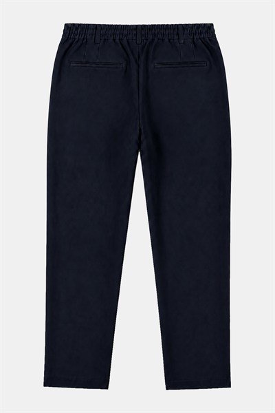 Lacivert Dokulu Arka Lastikli Köprü Kemerli Bağcıklı Slim Fit Jogger Pantolon