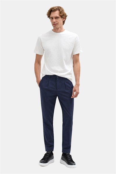 Lacivert Regular Fit Standart Kesim Beli Lastikli Pantolon