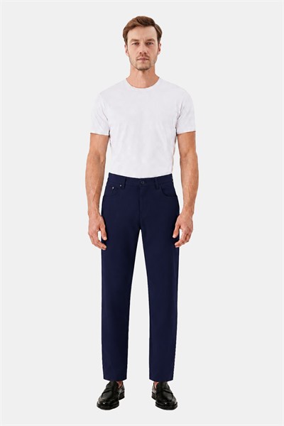 Lacivert Regular Fit Esnek Dokuma Erkek Pantolon