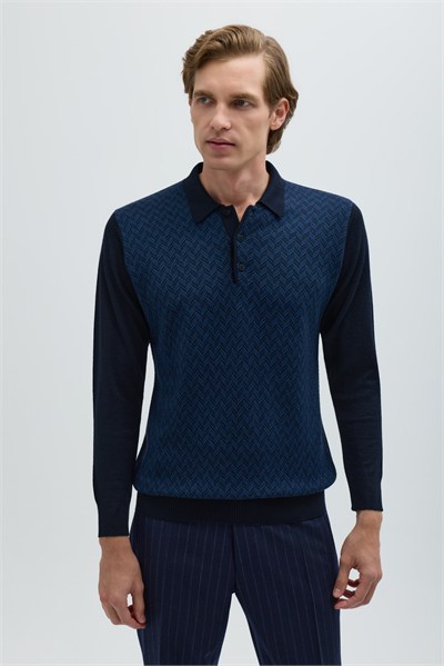 Lacivert Polo Yaka Triko