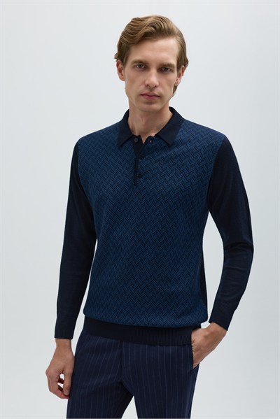 Lacivert Polo Yaka Triko