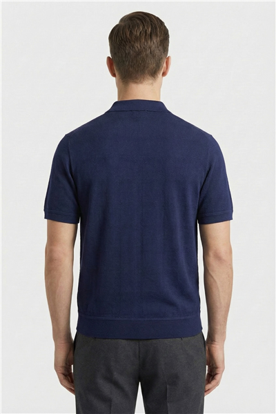 Giotelli Lacivert Regular Fit %100 Pamuk Fermuarlı Polo Yaka Erkek Tişört