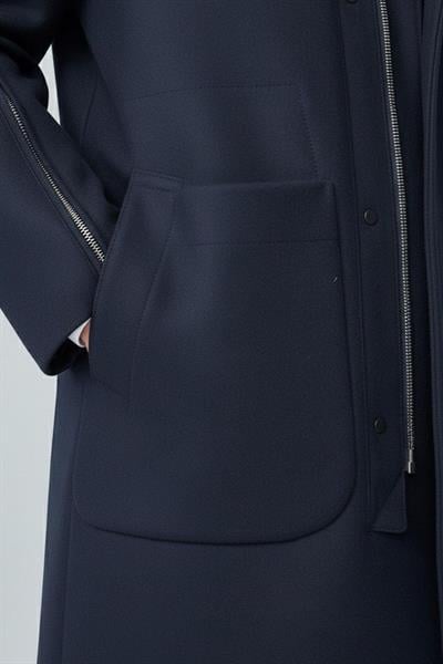 Giotelli Lacivert Regular Fit Yün Karışımlı Ceket Yaka Erkek Kaşe Kaban