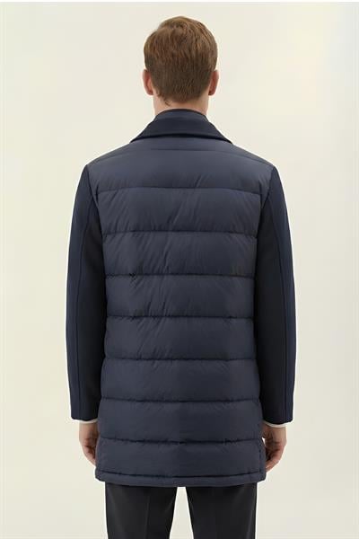 Giotelli Lacivert Regular Fit Yün Karışımlı Ceket Yaka Erkek Kaşe Kaban