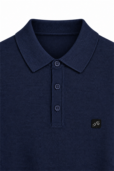 Lacivert Regular Fit Pamuklu Polo Yaka Triko Kazak
