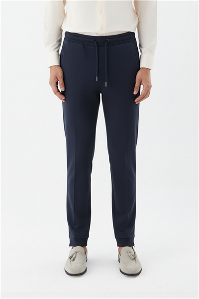 Giotelli Lacivert Regular Fit Pamuk Karışımlı Örme Jogger Pantolon
