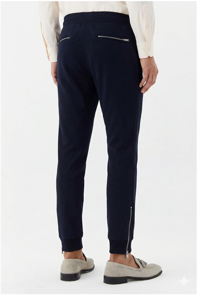 Giotelli Lacivert Regular Fit Pamuk Karışımlı Örme Jogger Pantolon