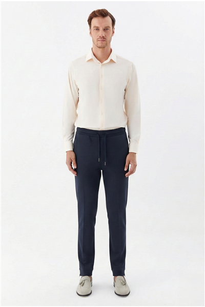 Giotelli Lacivert Regular Fit Pamuk Karışımlı Örme Jogger Pantolon