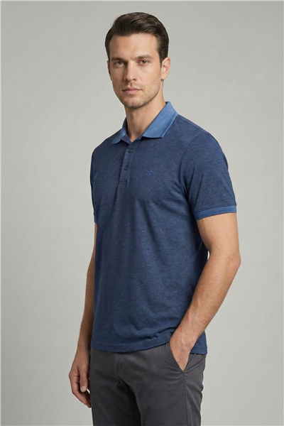 Lacivert Regular Fit Polo Yaka Erkek T-Shirt