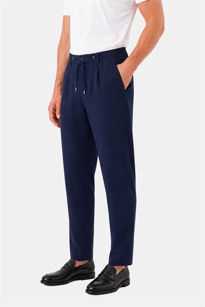 Lacivert Regular Fit Yan Cep Lastikli Bel Klasik Paça Jogger Pantolon
