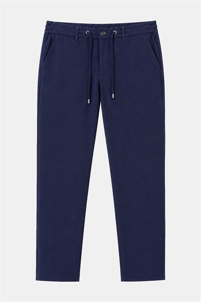 Lacivert Regular Fit Yan Cep Lastikli Bel Klasik Paça Jogger Pantolon