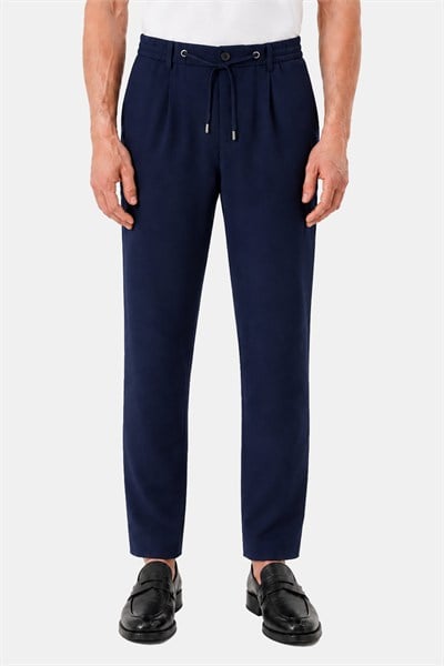 Lacivert Regular Fit Yan Cep Lastikli Bel Klasik Paça Jogger Pantolon
