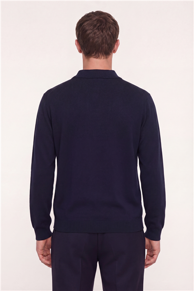 Lacivert SABRİ ÖZEL DÜĞMELİ YAKA KAZAK