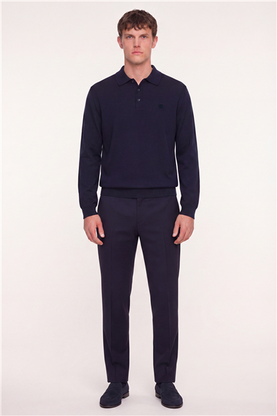 Lacivert SABRİ ÖZEL DÜĞMELİ YAKA KAZAK