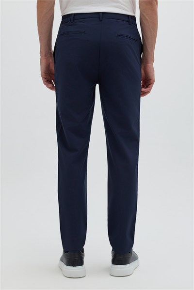 Lacivert Slim Fit Bel Bağcıklı Paraşüt Pantolon