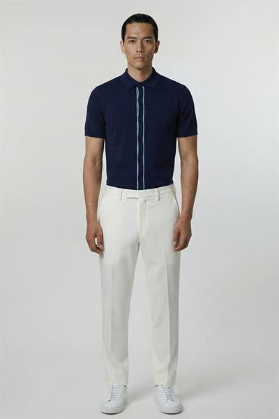 Giotelli Lacivert Slim Fit Triko Düğmeli Polo Yaka Erkek Gömlek