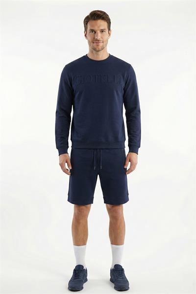 Giotelli Lacivert Uzun Kollu Regular Bisiklet Yaka Alt-Üst Şortlu Takım