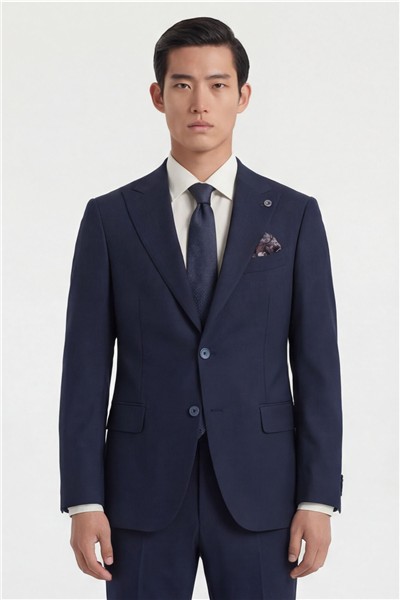 Giotelli Erkek Lacivert Dar Kesim Slim Fit Viskon Dokuma Normal Bel 6 Drop Takım Elbise