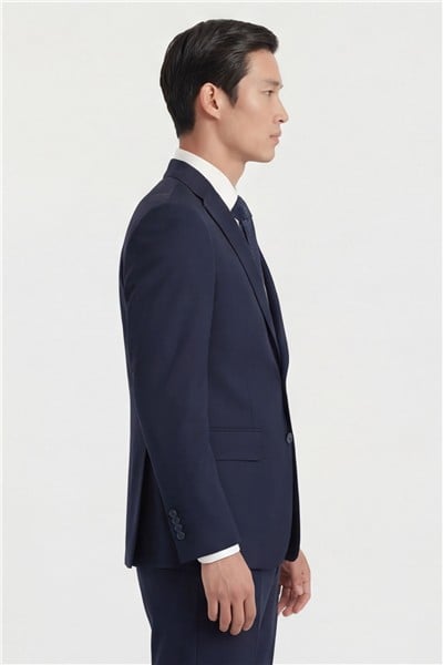Giotelli Erkek Lacivert Dar Kesim Slim Fit Viskon Dokuma Normal Bel 6 Drop Takım Elbise