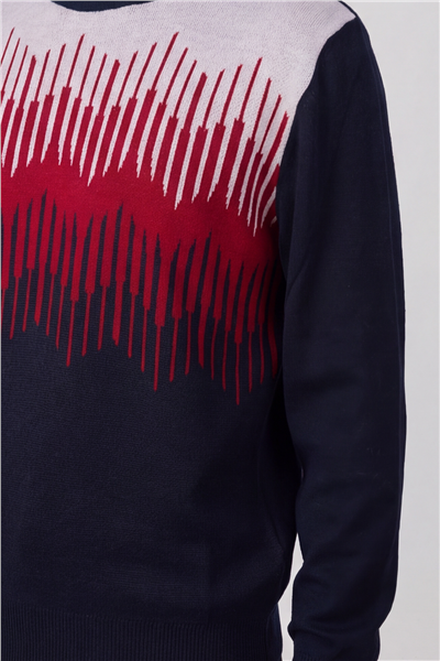 Erkek Lacivert Normal Kesim Regular Fit Yünlü Dokuma Triko Kazak