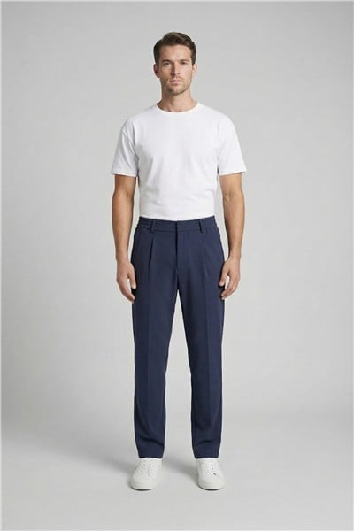 Giotelli Lacivert Dokuma Kumaş Normal Bel Standart Boy Erkek Pantolon