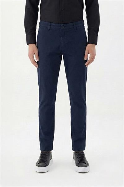 Giotelli Lacivert Regular Fit Pamuklu Düz Yandan Cepli Likralı Chino Pantolon